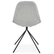 Chaise design style industriel 'PERRY' en tissu gris clair avec 4 pieds en métal noir
