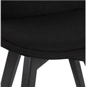 Chaise design 'BLACK MILANO' en tissu tissu noir avec 4 pieds en bois noir