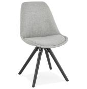 Chaise scandinave design 'Sueden Black Edition' tissu gris 4 pieds en bois noir