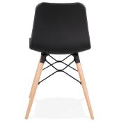 Chaise scandinave design 'Sländak Woody' noire avec 4 pieds en bois naturel et métal noir