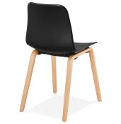 Chaise scandinave design 'Parkwood' noire avec 4 pieds en bois naturel
