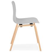Chaise scandinave design 'Parkwood' grise avec 4 pieds en bois naturel