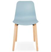 Chaise scandinave design 'Parkwood' bleue avec 4 pieds en bois naturel