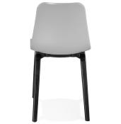 Chaise design 'Parkwood Black Edition' grise avec 4 pieds en bois noir