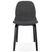 Chaise moderne 'Teknik Blackwood' en tissu gris foncé avec 4 pieds en bois noir