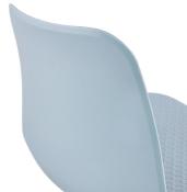 Chaise design empilable 'Style White' bleue pieds tréteaux en métal blanc