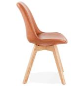 Chaise scandinave design 'Halmstad' marron avec 4 pieds en bois naturel