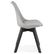 	Chaise design 'Blackstad' grise avec 4 pieds en bois noir