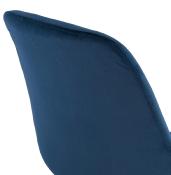 Chaise design 'Black Firenza' en velours bleu avec 4 pieds en bois noir
