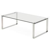 Table basse design rectangulaire 'Ice Cube' en verre pieds chromés - 110 x 60 cm