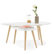 Tables basses scandinaves gigognes ovales 'Sisko' plateau bois blanc 3 pieds en bois - 116 x 66 cm