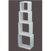 Etagères cubes murales design carrées modulables en bois blanc - Set de 4