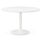 Table à diner / de réunion design ronde 'Bjork' en bois blanche pied central métal blanc – Ø 120 cm