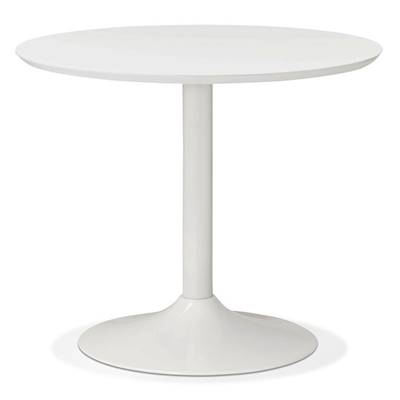Petite table à diner / de bureau design 'Kontur White' blanche pied central métal blanc - Ø 90 cm