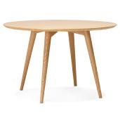 Table de salle à manger scandinave ronde 'Üméa' plateau et 4 pieds bois naturel – Ø 120 cm