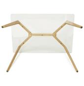 Table / bureau droit scandinave 'Skanör' plateau verre 4 pieds en bois naturel - 120 x 80 cm