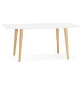 Table / table de réunion extensible scandinave 'Svenssen' blanche 4 pieds bois – 170(270) x 100 cm