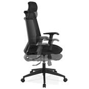 Fauteuil de bureau à roulettes dossier haut 'CAPTAIN' tissu et tissu maillé noir pieds métal noir