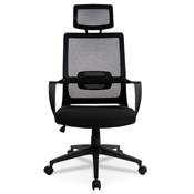 Fauteuil de bureau design à roulettes dossier haut 'BOOT' en tissu et tissu maillé noir pieds noir