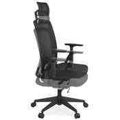 Fauteuil de bureau design à roulettes dossier haut 'FOLLOW' tissu noir et maillé pieds métal noir