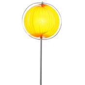 Lampadaire design 'Astra' abat-jour rond modulable en lamelles flexibles orange socle métal chromé