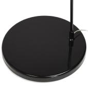 Lampadaire arqué design 'Sigill' abat-jour en tissu noir structure et socle en métal noir