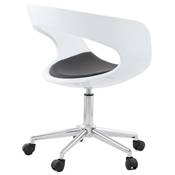 Chaise de bureau à roulettes design 'Neptune' blanche et noire pied en métal chromé