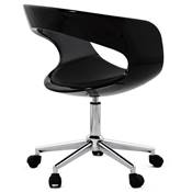 Chaise de bureau à roulettes design 'Neptune' noire pied en métal chromé