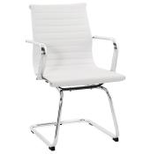 Chaise de Bureau design 'SLAT' blanche avec pieds en métal chromé