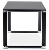 Bureau de direction droit 'Small Business' bois noir pieds métal noir et métal chromé – 140 x 70 cm