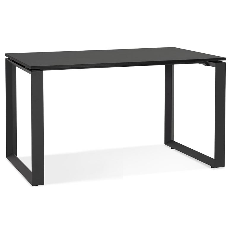 Bureau droit design 'MEET MINI' plateau noir en bois pieds en métal noir - 120 x 60 cm