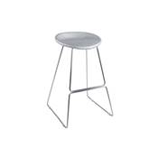 Tabouret de bar design 'Comète' gris argenté avec pieds tréteaux en métal chromé