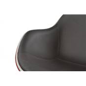 Fauteuil design lounge rond à accoudoirs 'Space' pivotant rouge et noir pied central en métal chromé