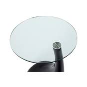 Table basse design d'appoint 'Goutte' en verre noire pied en fibre de verre - Ø 45 cm