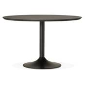 Table / table de réunion ronde design 'KONTUR BLACK XL' noire pied central en métal noir - Ø 120 cm