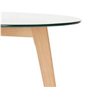 Petite table à diner ronde scandinave 'LITEN' plateau en verre et 4 pieds bois naturel - Ø 100 cm