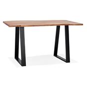 Table de bar Mange-debout industriel 'HIGH BARNE' bois massif naturel pied métal noir - 160 x 90 cm