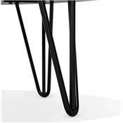 Grande table basse style industriel ovale 'DANA' plateau bois noir pieds en métal noir - 110 x 80 cm