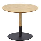 Table basse ronde 'HIGH DUBELZON' tablette en bois naturel et pied central en métal noir - Ø 48 cm