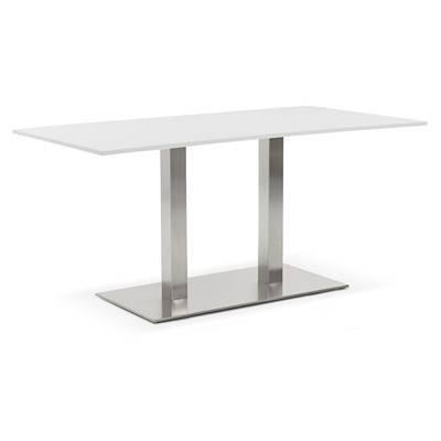 Table / bureau design 'TVILLIN MEDIUM' blanche en bois pied central en acier brossé - 160 x 80 cm