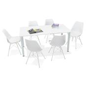 Table / bureau droit design 'VANIA' en bois blanc pied central en métal blanc – 160 x 80 cm