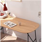 Petite table / bureau droit industriel 'SPLEEN' plateau en bois 4 pieds en métal noir – 142 x 74 cm