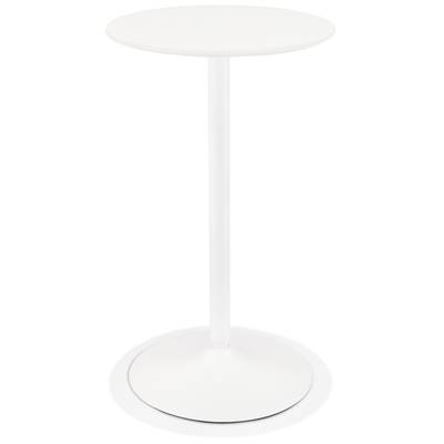 Table de bar haute ronde 'CONTY' en bois blanc avec pied central en métal blanc – Ø 60 cm