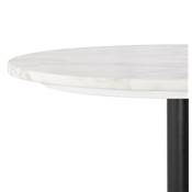 Table bar Mange-debout design 'RULLA' en pierre effet marbre blanc pied central métal noir - Ø 60 cm