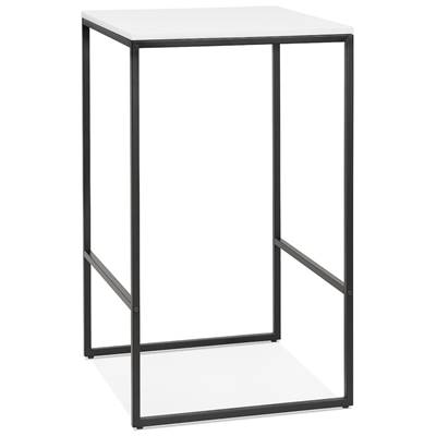 Table bar haute style industriel carré 'BISTRO' bois blanc 4 pieds métal noir idéal proffesionnels