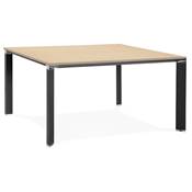 Table de réunion / bureau bench design 'BIG AFER' en bois pieds métal noir et chromé - 140 x 140 cm