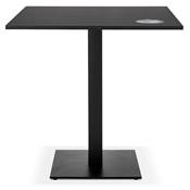 Petite table industriel intérieur / extérieur carrée 'BATTUTO' bois et pied métal noir – 68 x 68 cm