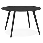 Table / table de réunion scandinave ronde ' SOLNÄ' plateau et 4 pieds en bois noir – Ø 120 cm