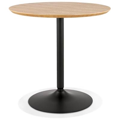 Table de salle à manger ronde industriel 'SPARK' en bois naturel pied central rond en métal noir - Ø 80 cm