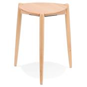 Tabouret bas design de style scandinave empilable 'DRYCK' avec assise et pieds en Frêne naturel